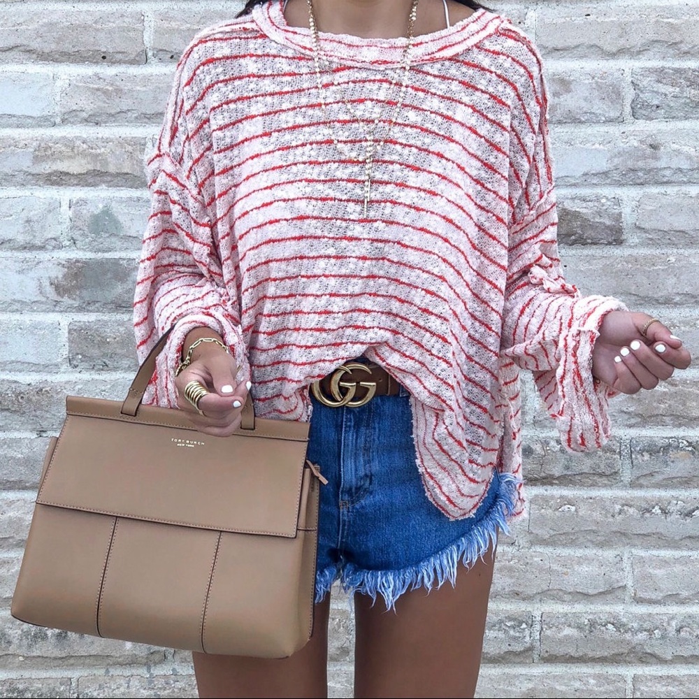Free People Pink Striped Sweater. Never worn ..Too warm for sunny Florida. - Picture 7 of 7